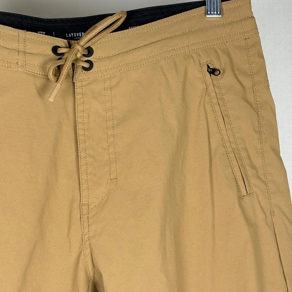 Roark Layover Trail Hybrid Adventure Shorts Khaki Tan Mens 30 Stretch Travel EUC